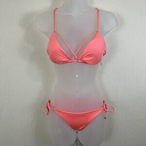 Vitamin A Strappy Bikini Set Womens S Small Coral Pink